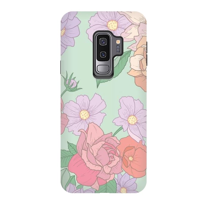 Galaxy S9 plus StrongFit Green Floral Bouquet Print by Becky Starsmore
