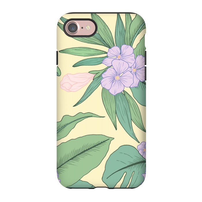 iPhone 7 StrongFit Yellow Tropical Floral Print by Becky Starsmore