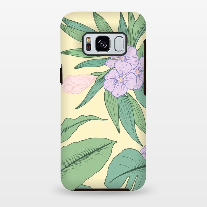 Galaxy S8 plus StrongFit Yellow Tropical Floral Print by Becky Starsmore