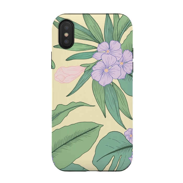iPhone Xs / X StrongFit Yellow Tropical Floral Print by Becky Starsmore
