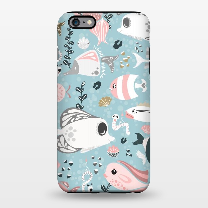 iPhone 6/6s plus StrongFit Funny Fish in Pink and Grey by Paula Ohreen