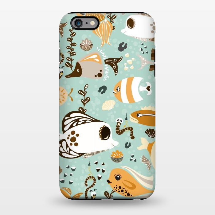 iPhone 6/6s plus StrongFit Funny Fish in Orange and Brown by Paula Ohreen
