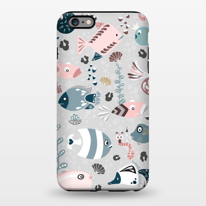 iPhone 6/6s plus StrongFit Funny Fish in Pink and Blue by Paula Ohreen