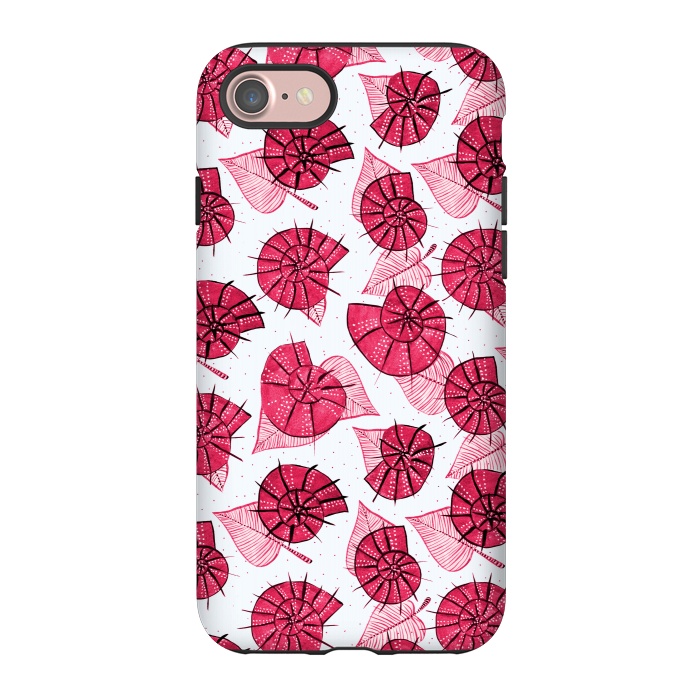 iPhone 7 StrongFit Pink Snails And LeavesPattern by Boriana Giormova
