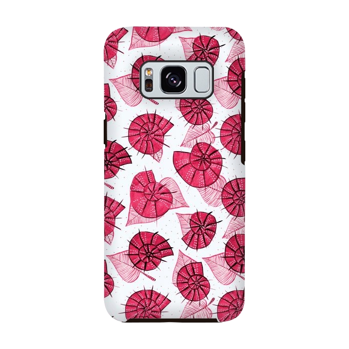 Galaxy S8 StrongFit Pink Snails And LeavesPattern by Boriana Giormova
