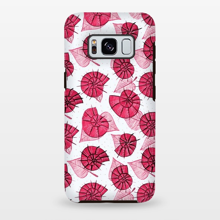 Galaxy S8 plus StrongFit Pink Snails And LeavesPattern by Boriana Giormova