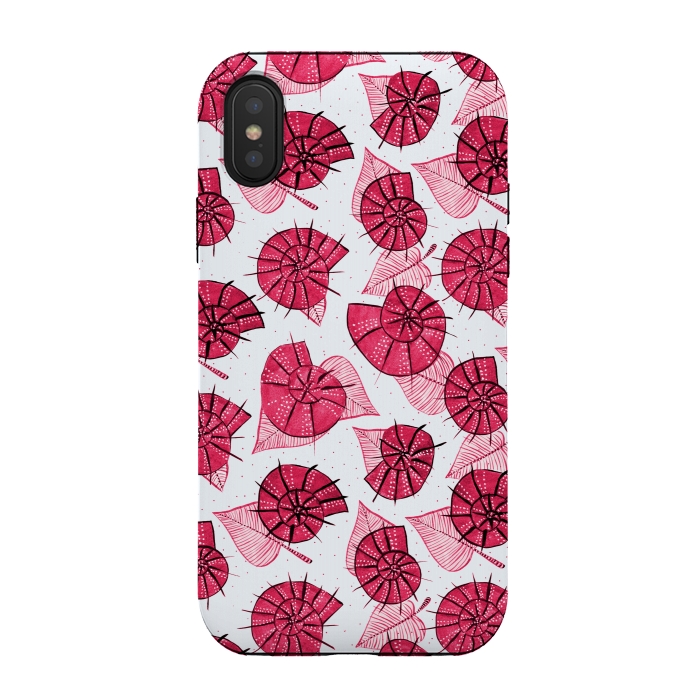 iPhone Xs / X StrongFit Pink Snails And LeavesPattern by Boriana Giormova