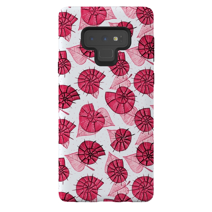 Galaxy Note 9 StrongFit Pink Snails And LeavesPattern by Boriana Giormova