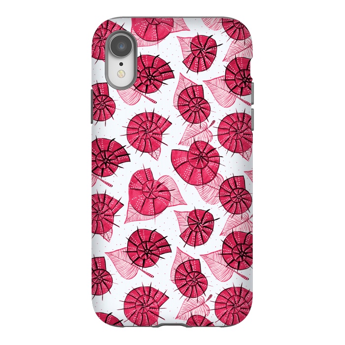 iPhone Xr StrongFit Pink Snails And LeavesPattern by Boriana Giormova