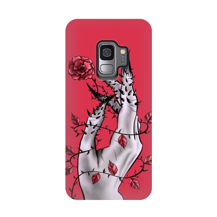 Galaxy S9 StrongFit Deformed Hand With Thorns And Rose Horror Art by Boriana Giormova