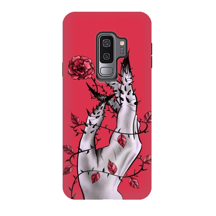 Galaxy S9 plus StrongFit Deformed Hand With Thorns And Rose Horror Art by Boriana Giormova