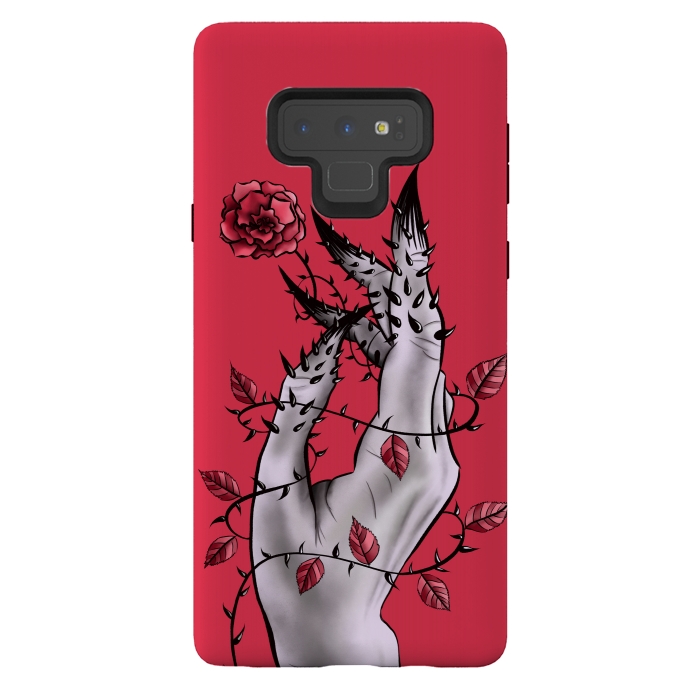 Galaxy Note 9 StrongFit Deformed Hand With Thorns And Rose Horror Art by Boriana Giormova