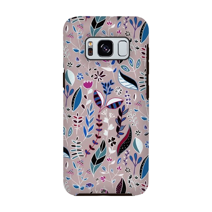Galaxy S8 StrongFit Vibrant Nature Doodle On soft Grey  by Tigatiga