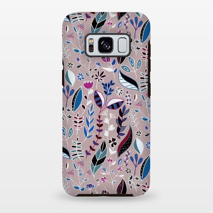 Galaxy S8 plus StrongFit Vibrant Nature Doodle On soft Grey  by Tigatiga