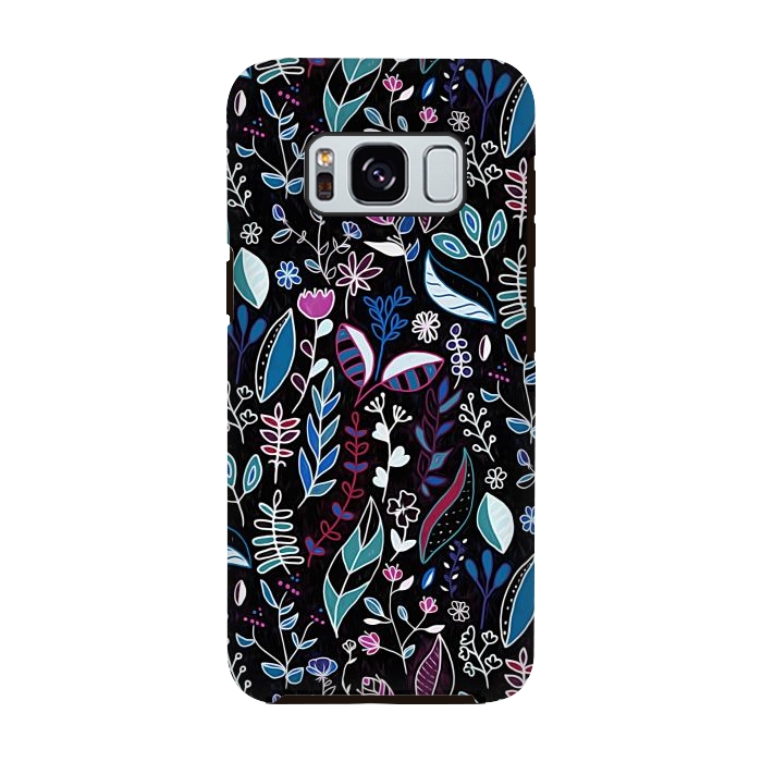 Galaxy S8 StrongFit Vibrant Midnight Nature Doodle by Tigatiga