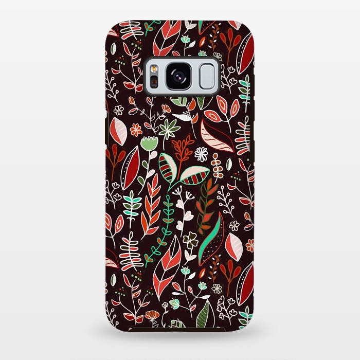 Galaxy S8 plus StrongFit Autumn Nature Doodle On Brown  by Tigatiga