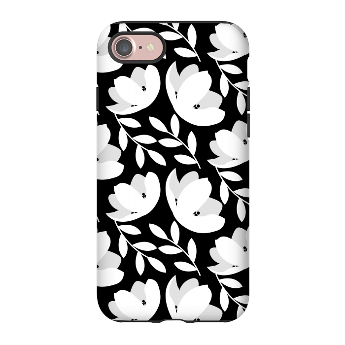 iPhone 7 StrongFit Black and White Floral Pattern by Allgirls Studio