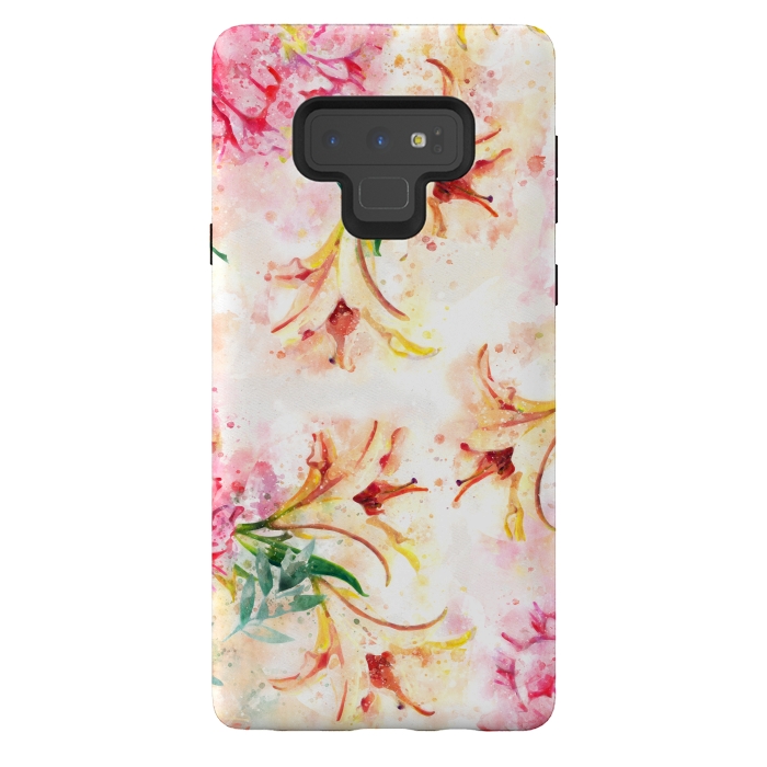 Galaxy Note 9 StrongFit Peony Floral by Creativeaxle