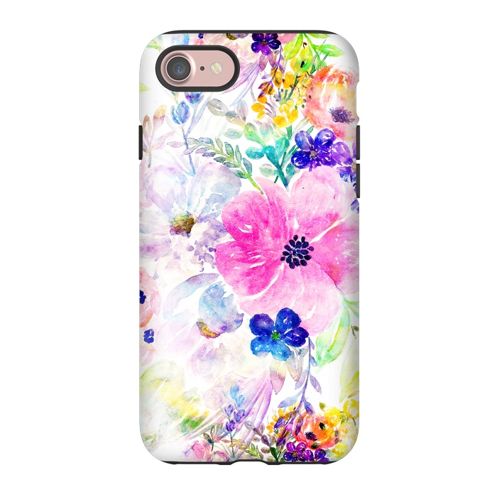 iPhone 7 StrongFit Pretty watercolor floral hand paint design by InovArts