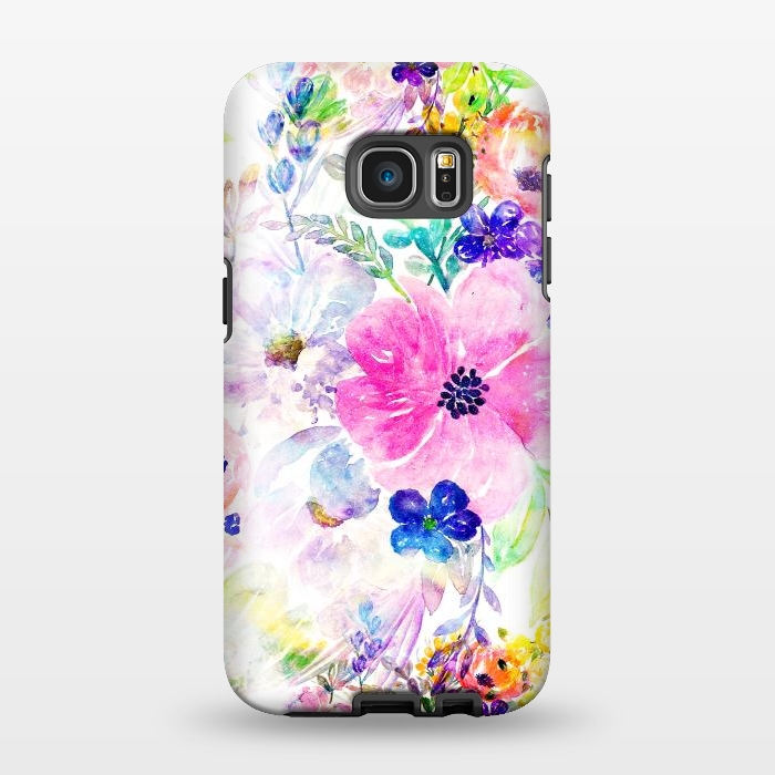 Galaxy S7 EDGE StrongFit Pretty watercolor floral hand paint design by InovArts