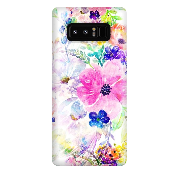 Galaxy Note 8 StrongFit Pretty watercolor floral hand paint design by InovArts