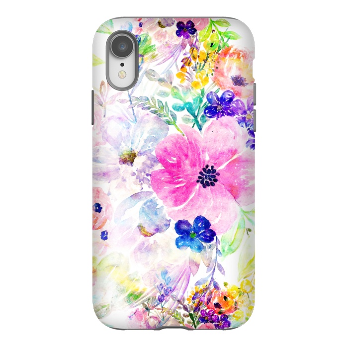 iPhone Xr StrongFit Pretty watercolor floral hand paint design by InovArts