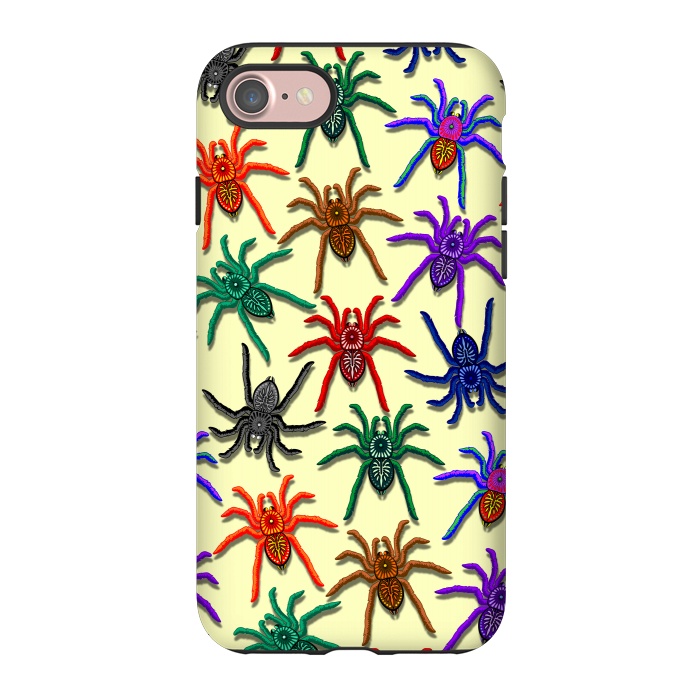 iPhone 7 StrongFit Spiders Colorful Halloween Tarantulas Pattern by BluedarkArt