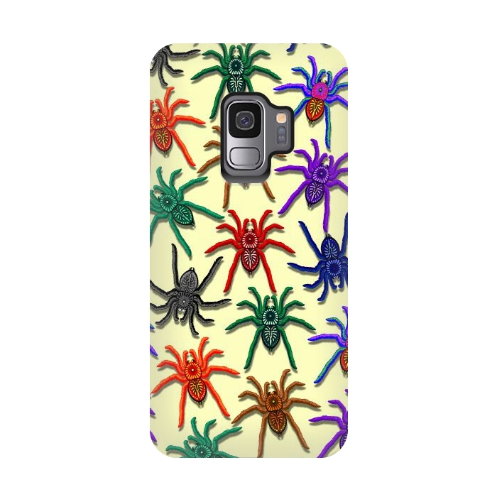 Galaxy S9 StrongFit Spiders Colorful Halloween Tarantulas Pattern by BluedarkArt