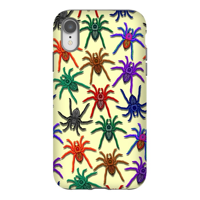 iPhone Xr StrongFit Spiders Colorful Halloween Tarantulas Pattern by BluedarkArt