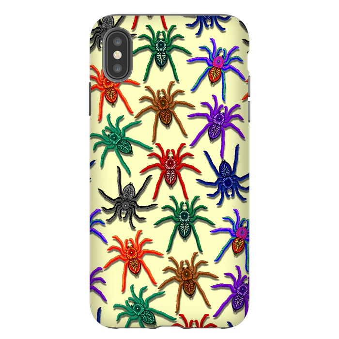 iPhone Xs Max StrongFit Spiders Colorful Halloween Tarantulas Pattern by BluedarkArt