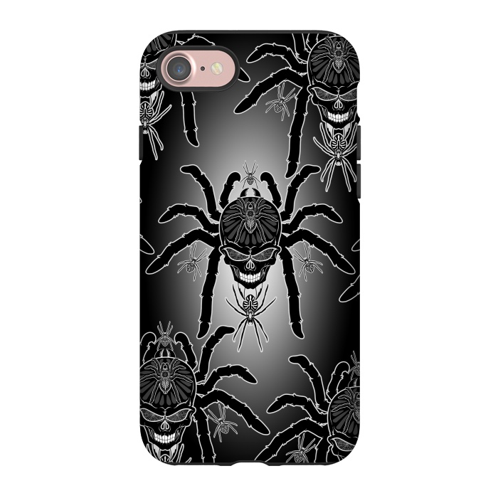 iPhone 7 StrongFit Spider Skull Tattoo Black and Whi by BluedarkArt