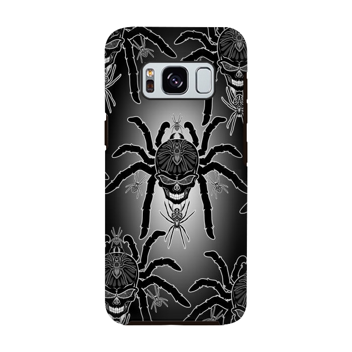 Galaxy S8 StrongFit Spider Skull Tattoo Black and Whi by BluedarkArt