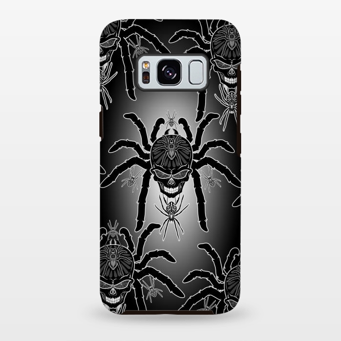 Galaxy S8 plus StrongFit Spider Skull Tattoo Black and Whi by BluedarkArt
