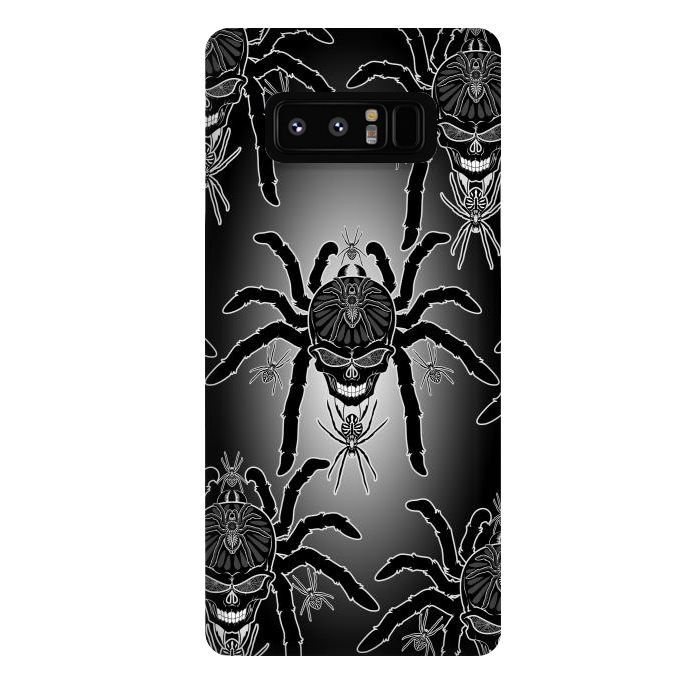 Galaxy Note 8 StrongFit Spider Skull Tattoo Black and Whi by BluedarkArt