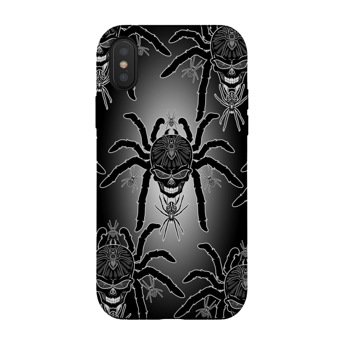 iPhone Xs / X StrongFit Spider Skull Tattoo Black and Whi by BluedarkArt