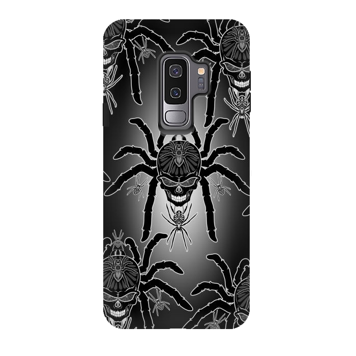 Galaxy S9 plus StrongFit Spider Skull Tattoo Black and Whi by BluedarkArt