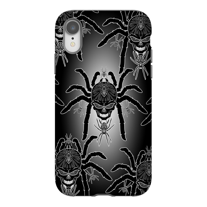 iPhone Xr StrongFit Spider Skull Tattoo Black and Whi by BluedarkArt