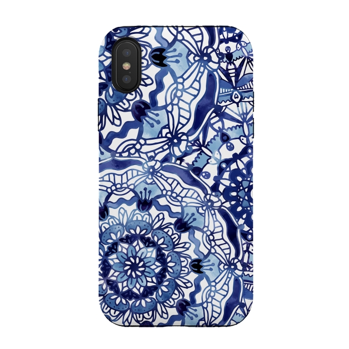 iPhone Xs / X StrongFit Delft Blue Mandalas by Noonday Design