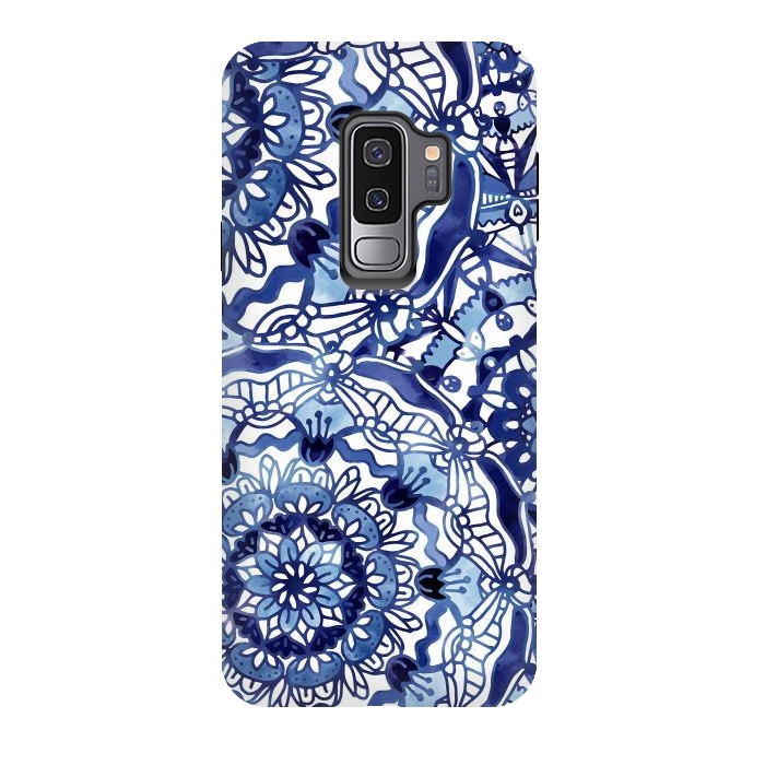 Galaxy S9 plus StrongFit Delft Blue Mandalas by Noonday Design