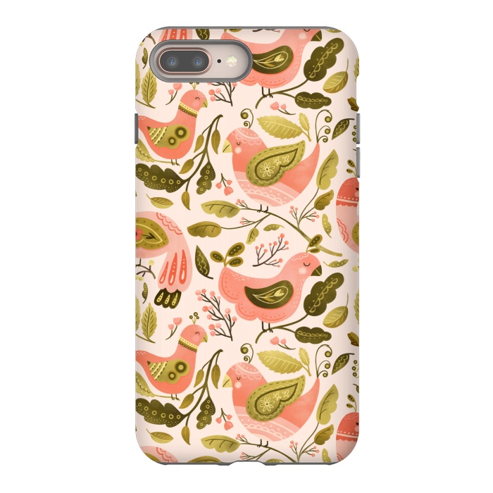 iPhone 7 plus StrongFit Peachy Keen Birds by Noonday Design