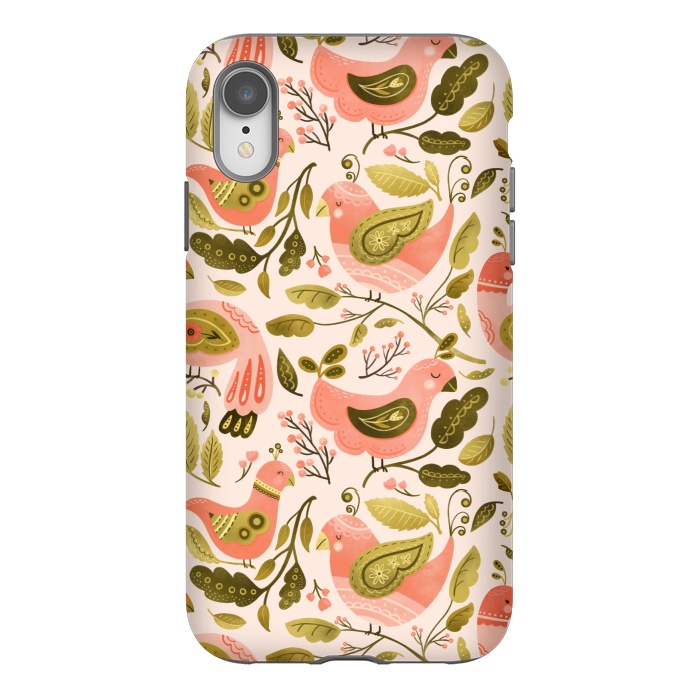 iPhone Xr StrongFit Peachy Keen Birds by Noonday Design