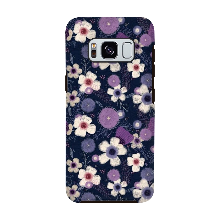 Galaxy S8 StrongFit Navy & Purple Floral by Noonday Design