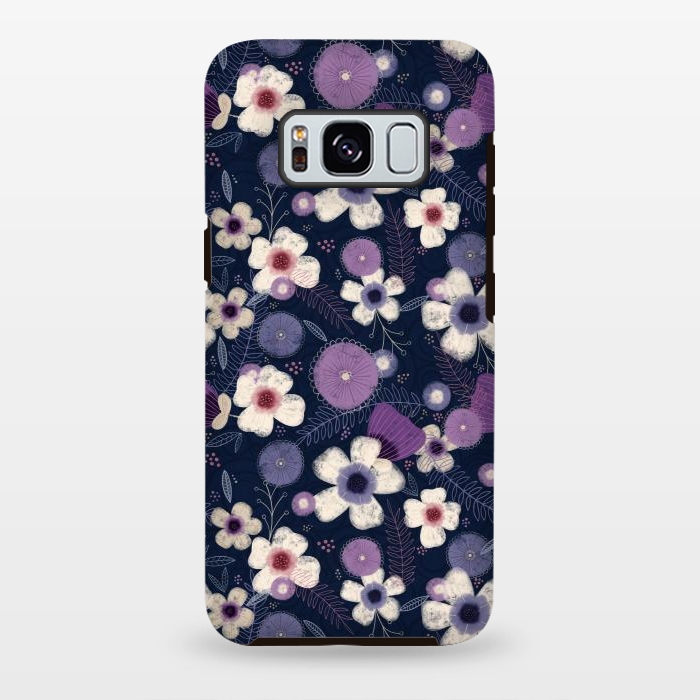 Galaxy S8 plus StrongFit Navy & Purple Floral by Noonday Design