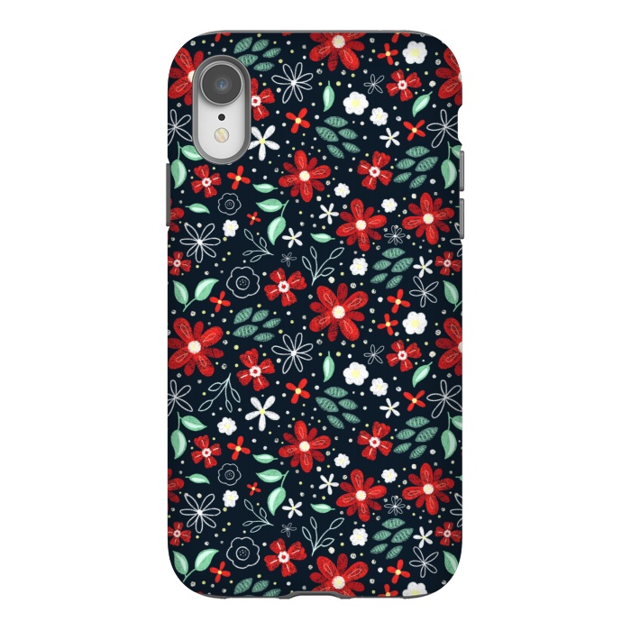 iPhone Xr StrongFit Little Christmas Flowers by Noonday Design