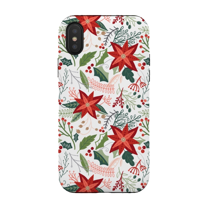 iPhone Xs / X StrongFit Festive Poinsettias by Noonday Design