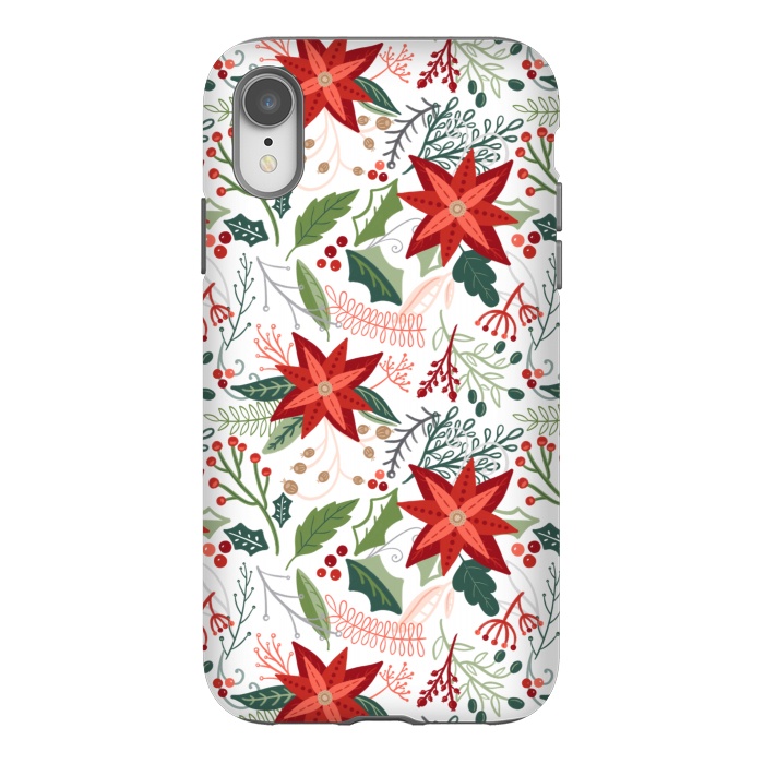 iPhone Xr StrongFit Festive Poinsettias by Noonday Design