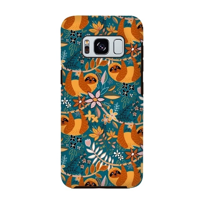 Galaxy S8 StrongFit Cute Boho Sloth Floral  by Micklyn Le Feuvre