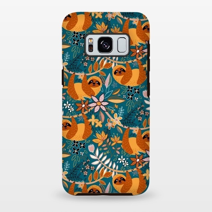Galaxy S8 plus StrongFit Cute Boho Sloth Floral  by Micklyn Le Feuvre