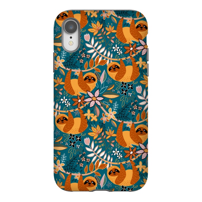 iPhone Xr StrongFit Cute Boho Sloth Floral  by Micklyn Le Feuvre