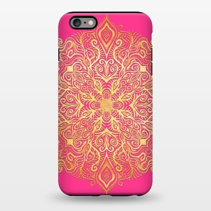 iPhone 6/6s plus StrongFit Ornate Gold Mandala on Hot Pink by Micklyn Le Feuvre